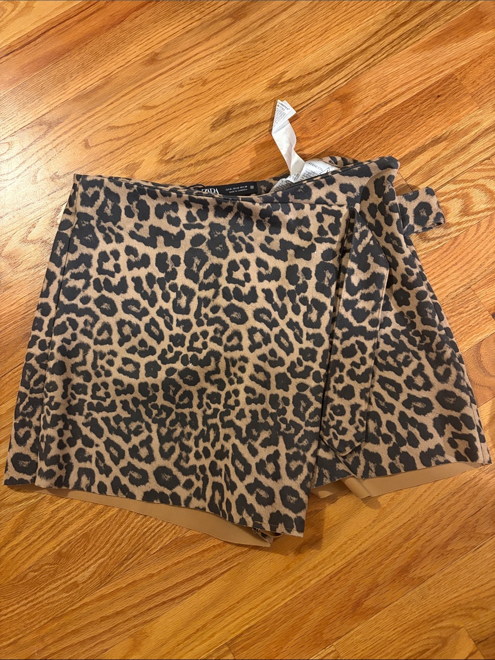 Zara Leopard Print Wrap Skort in Brown and Black